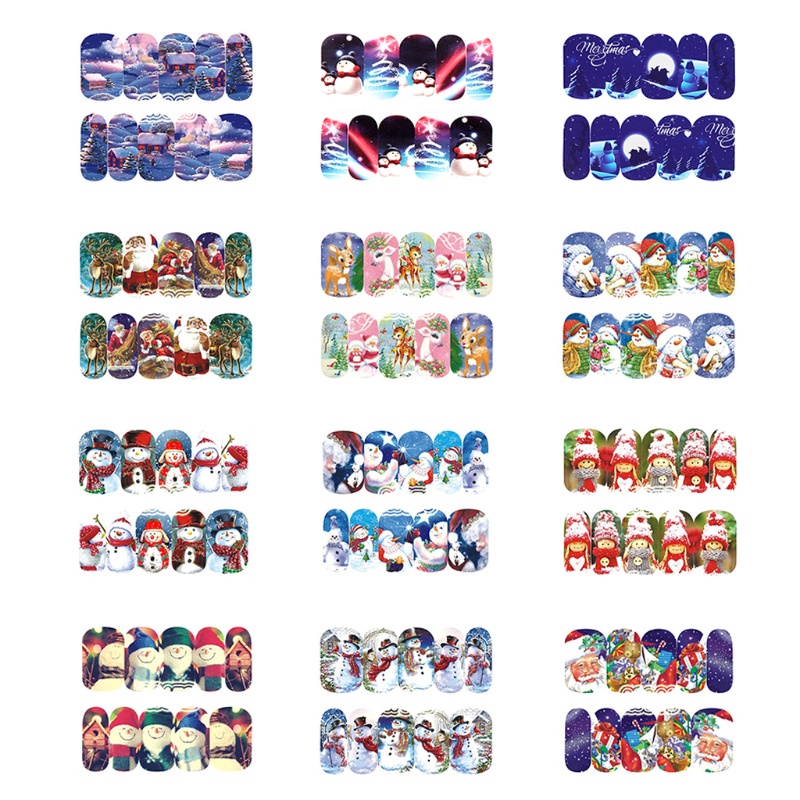 Miếng Dán Trang Trí Móng Tay Tự Dính Họa Tiết Người Tuyết Dễ Thương