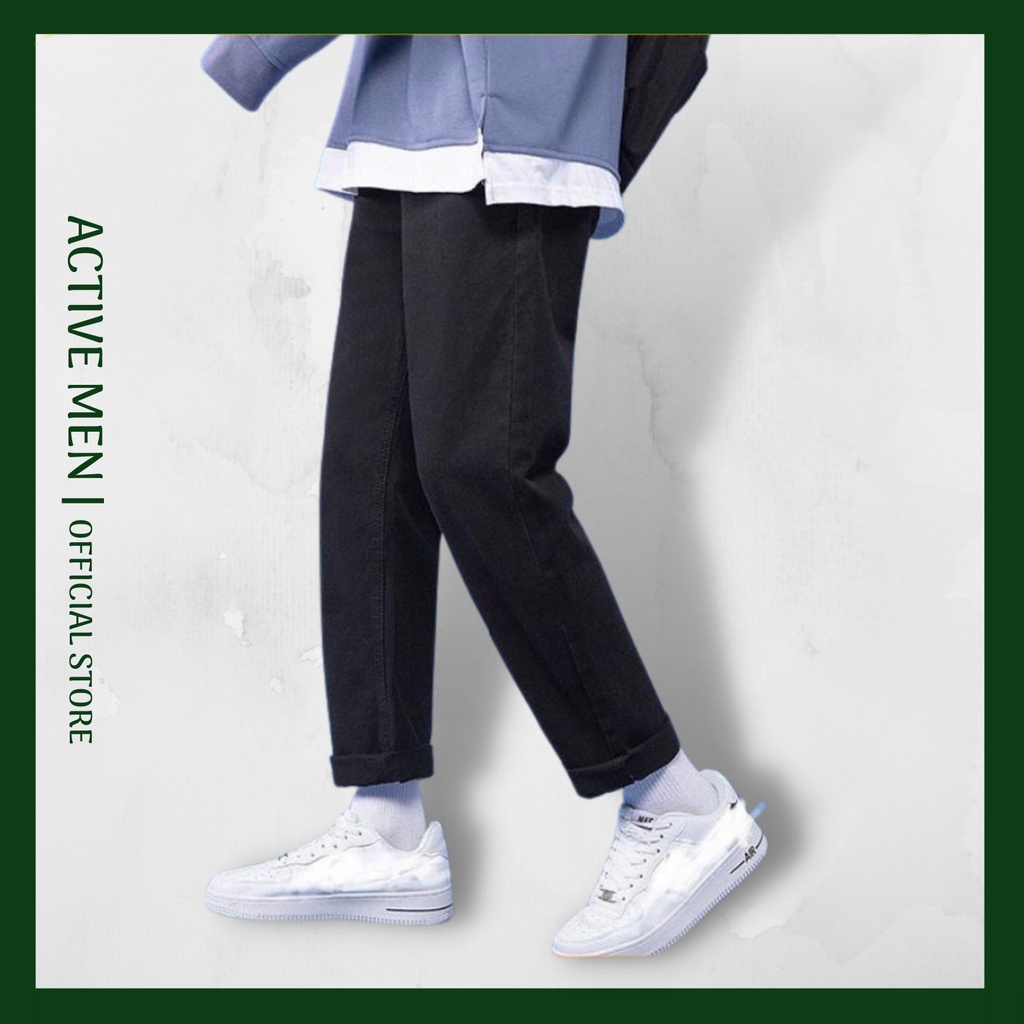 Quần baggy jean trơn, quần bò nam xanh đen ống đứng hottrend hàn quốc 2023