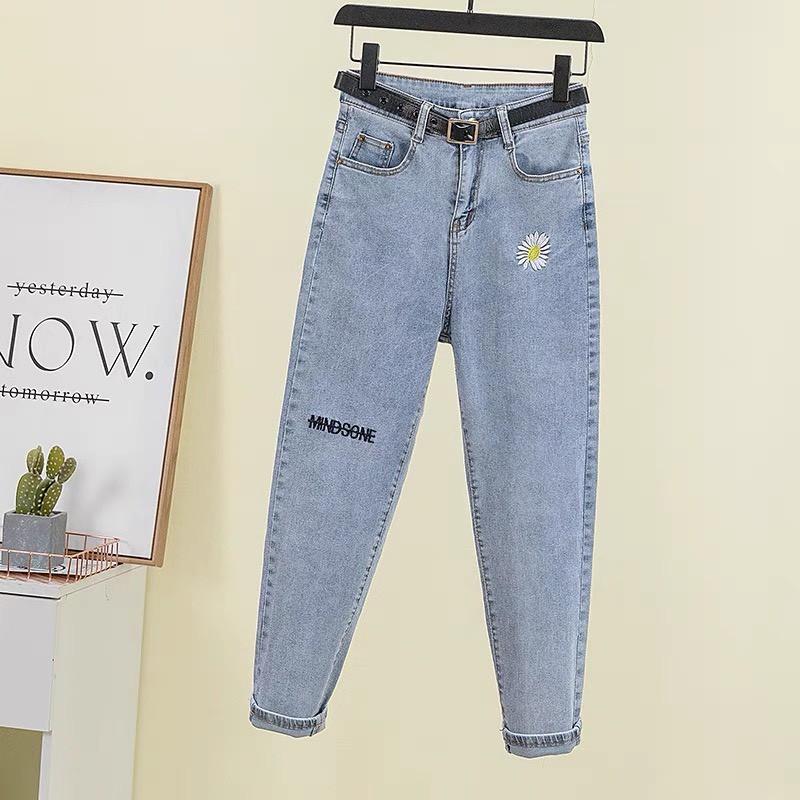Quần baggy jean nữ thêu hoa đẹp giá rẻ lưng cao chất jean mềm mịn cao cấp thời trang AMISHASHOP98 AMSAll03 | BigBuy360 - bigbuy360.vn
