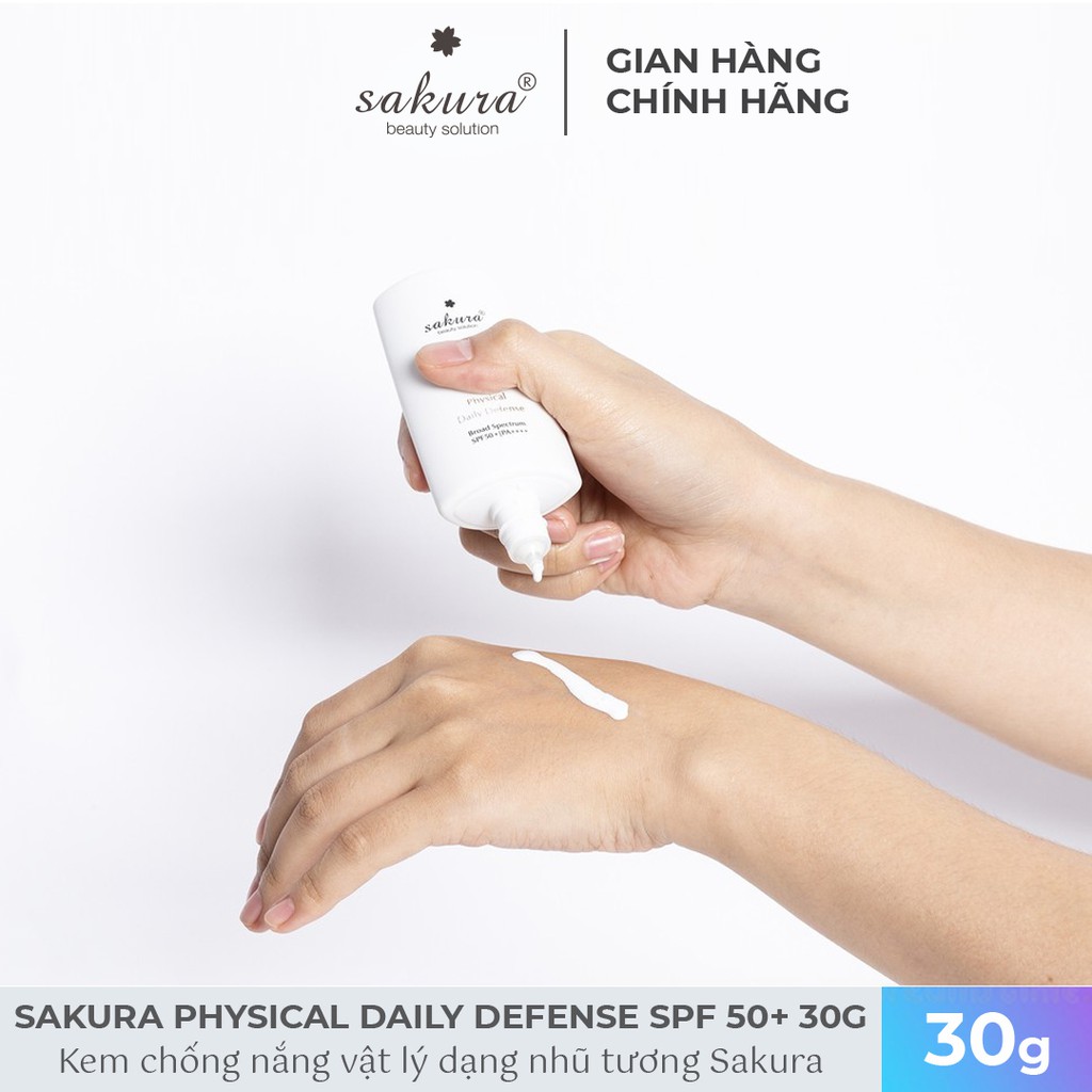 Kem chống nắng dạng nhũ tương Sakura Physical Daily Defense SPF 50+ PA++++ 30g