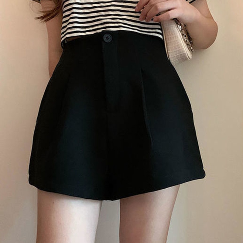 Quần short IELGY dáng chữ A lưng cao ống rộng màu cà phê cho nữ