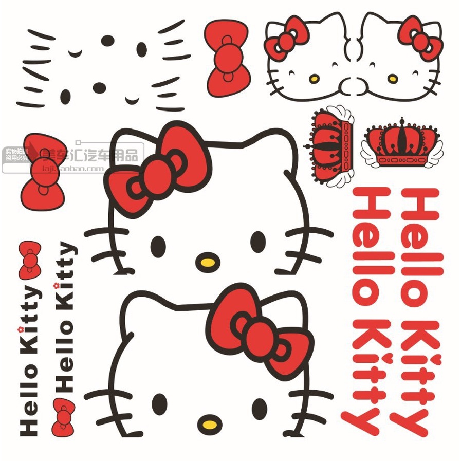 Miếng Dán Trang Trí Xe Hơi/ Xe Máy Chống Thấm Nước Hình Hello kitty/Rùa/Mèo Hello kitty Độc Đáo Dễ Thương