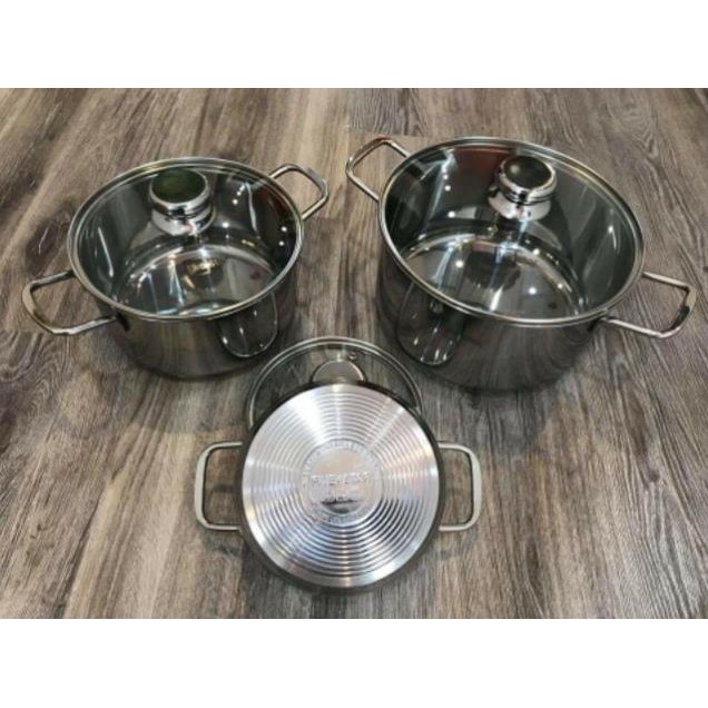 Bộ nồi Fivestar 3 chiếc vung inox và vung kính