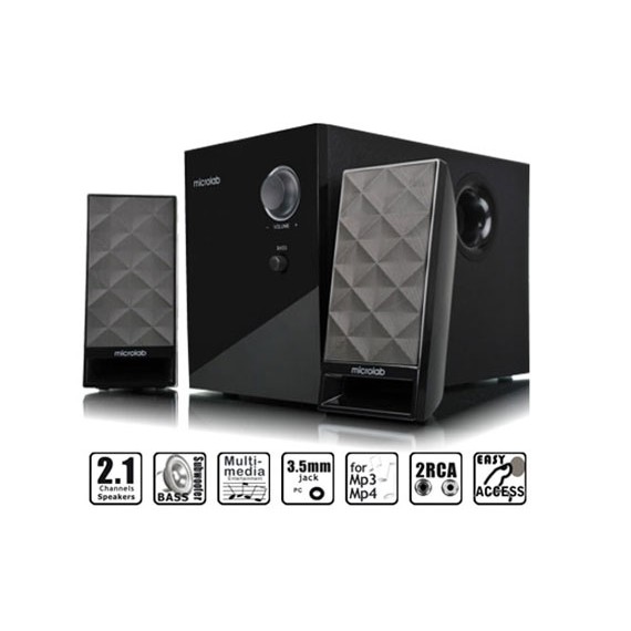 Loa máy tính cao cấp Microlab M300 / 2.1 Bass Treble nghe cực hay - Tặng Thiết Bị Kết Nối Bluetooth 