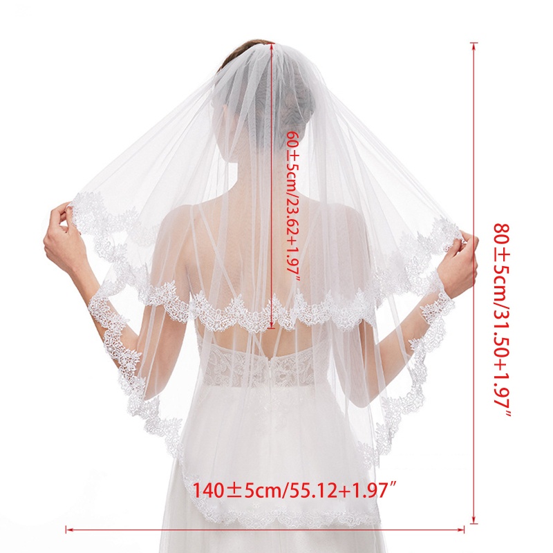 Mạng Che Mặt Phối Ren Kích Thước 60x80cm 23 62x31 49inch Cho Cô Dâu