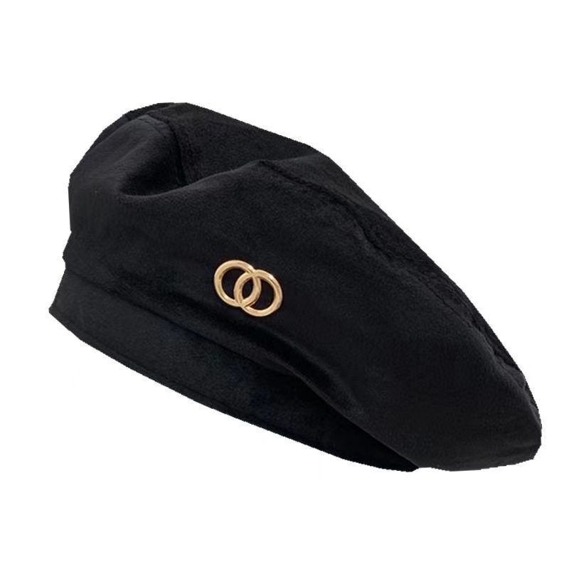 Đen Nón beret Thời Trang retro Thanh Lịch Cá Tính Cho Nữ Kiểu Hàn Quốc