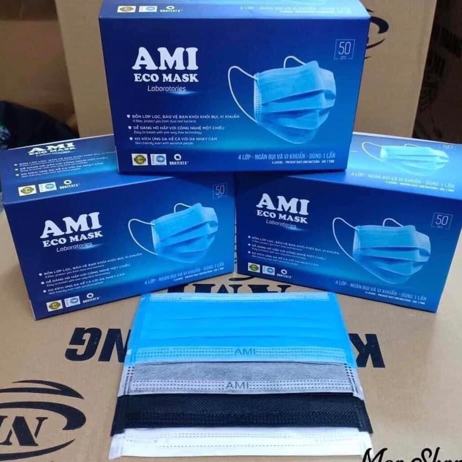  [CHÍNH HÃNG] Khẩu Trang Y Tế 4 Lớp Kháng Khuẩn Ami ( 50 chiếc 1 Hộp) | BigBuy360 - bigbuy360.vn