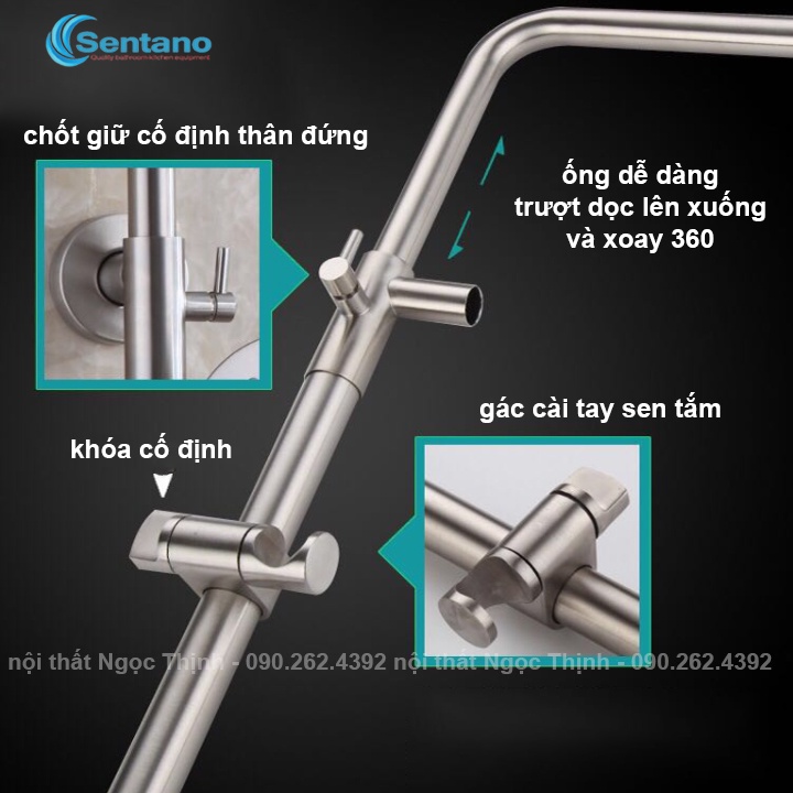 Bộ Sen cây tắm đứng ( LẠNH ) STN-106 INOX sus304 lạnh cao cấp - Lõi chia nước lớn chảy mạnh