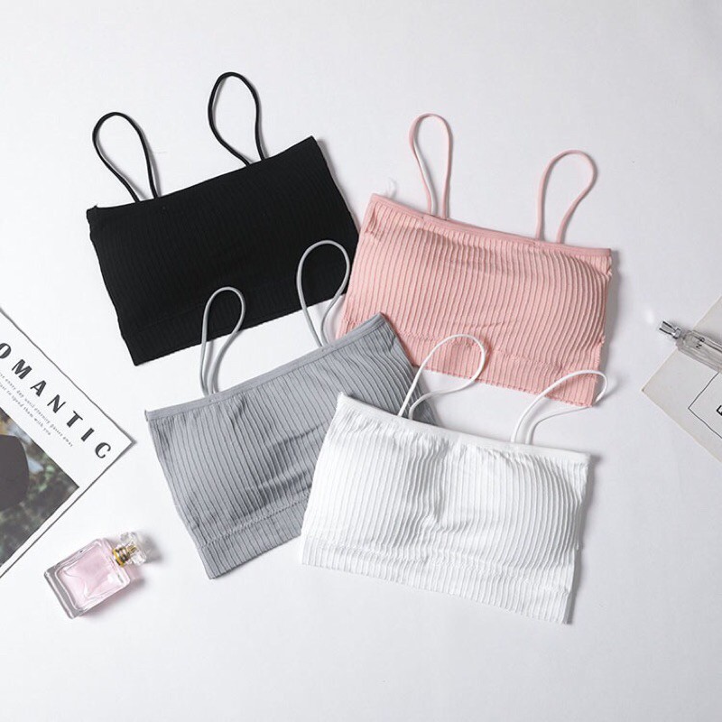 Áo Bra 2 Dây Nữ Croptop Gân Tăm 4 Màu Siêu Xinh