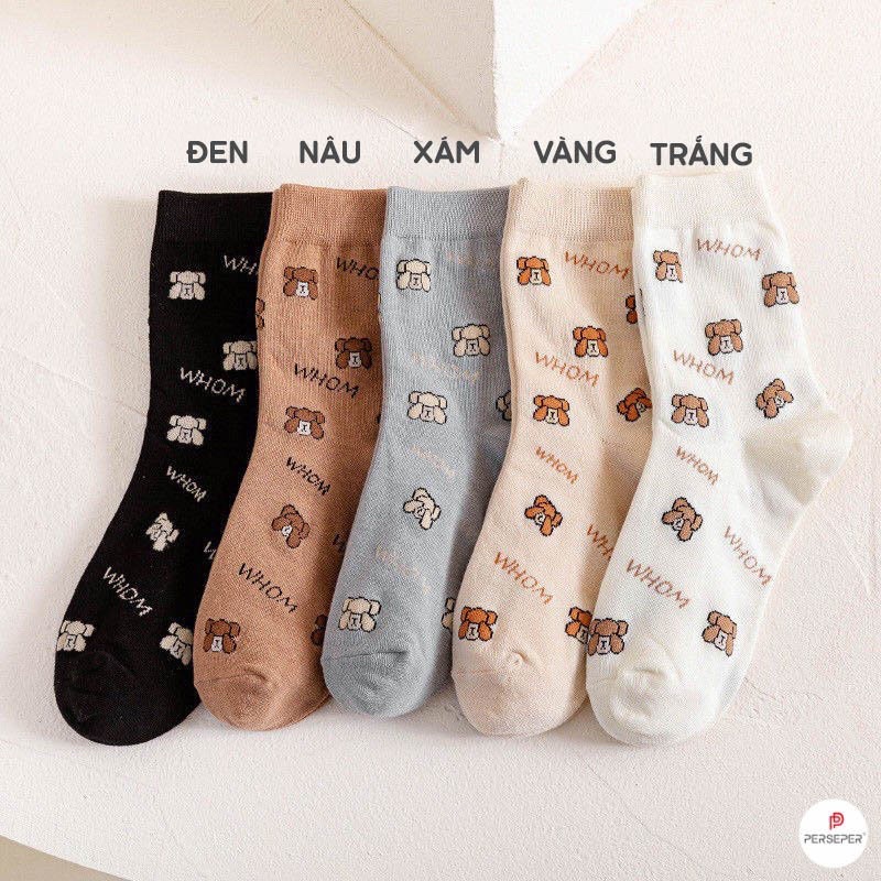 Tất cổ cao hình gấu  🌸 tất nữ chất liệu cotton co giãn bốn chiều 🌸