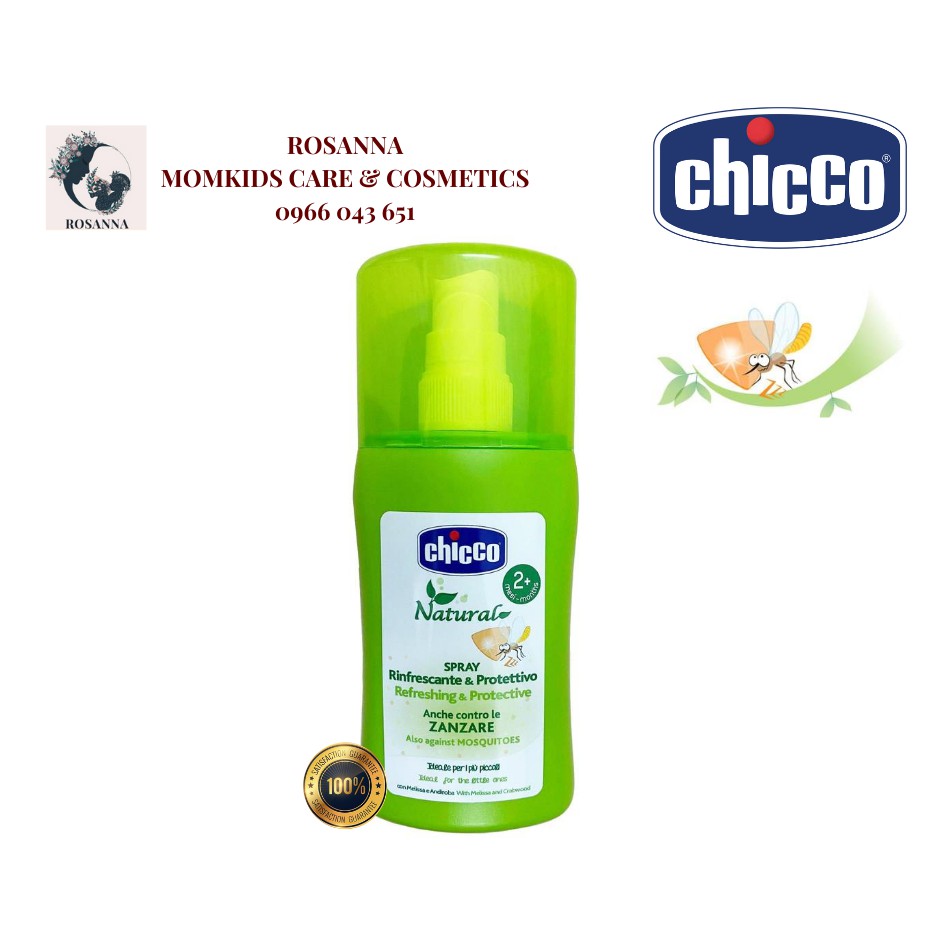 Xịt chống muỗi Chicco 100 ml cho bé từ 2 tháng tuổi - Hàng xách tay có Bill