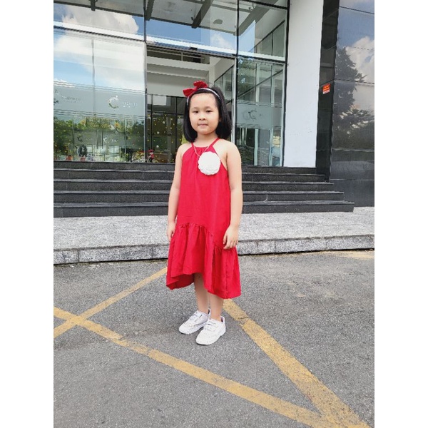 Đầm Đôi, Váy Đôi Cho Mẹ Và Bé Gái. Chất Vải Đũi Mềm Mịn, Váy Thiết Kế Dáng Dài, Form Suông Cơ Bản- Màu Đỏ