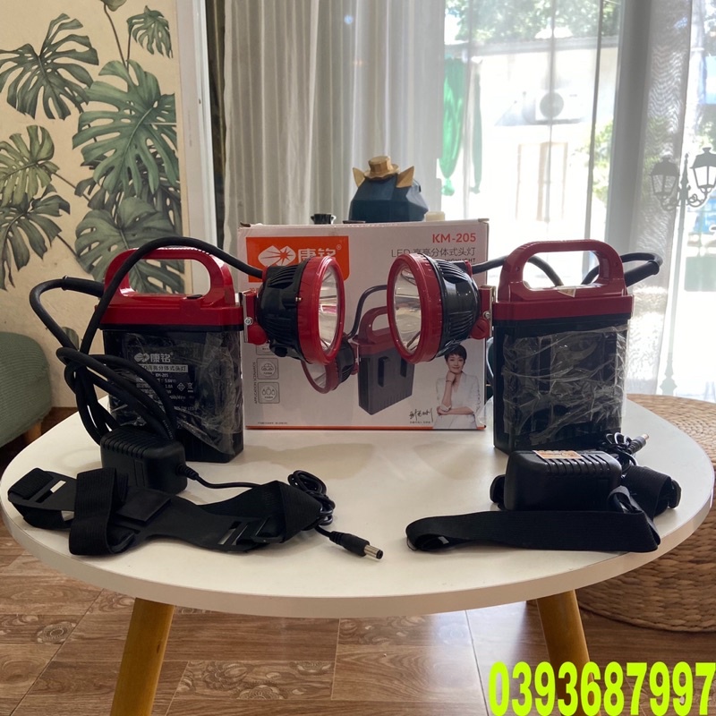 Đèn pin đội đầu ắc quy rời Domoda KM-205 siêu sáng - 2 loại ánh sáng Trắng và Vàng