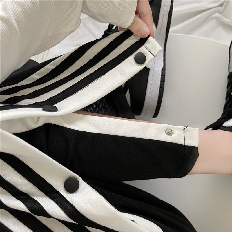 SUXI Quần thể thao ống rộng thiết kế nút phong cách Hàn Quốc thời trang mùa hè cho nữ