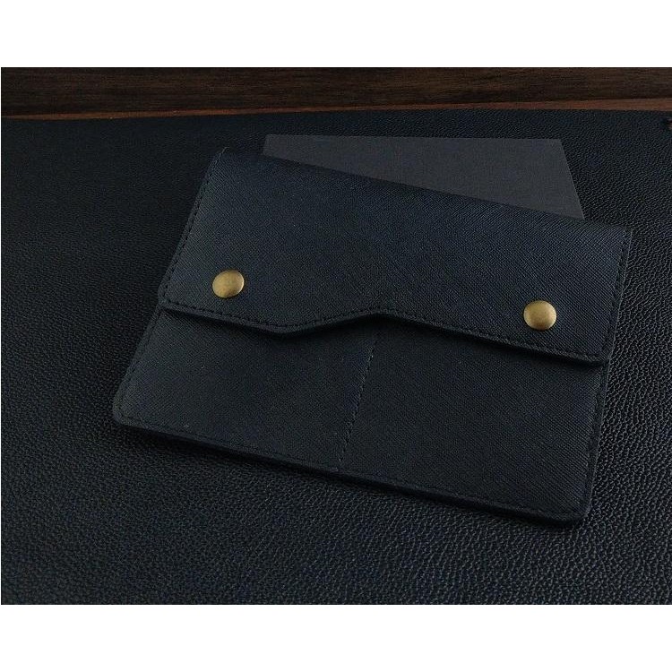 Ví Đựng Đăng Kiểm Ô Tô Da Bò Safiano Màu Đen