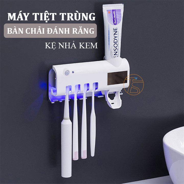 Kệ Nhả Kem Tự Động Có Tiệt Trùng Diệt Khuẩn Bàn Chải Bằng Tia UV Dán Tường Trong Nhà Tắm