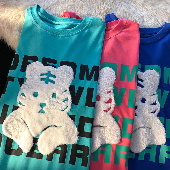 Áo nam Tay Ngắn Thêu Hình Phong Cách Hàn Quốc