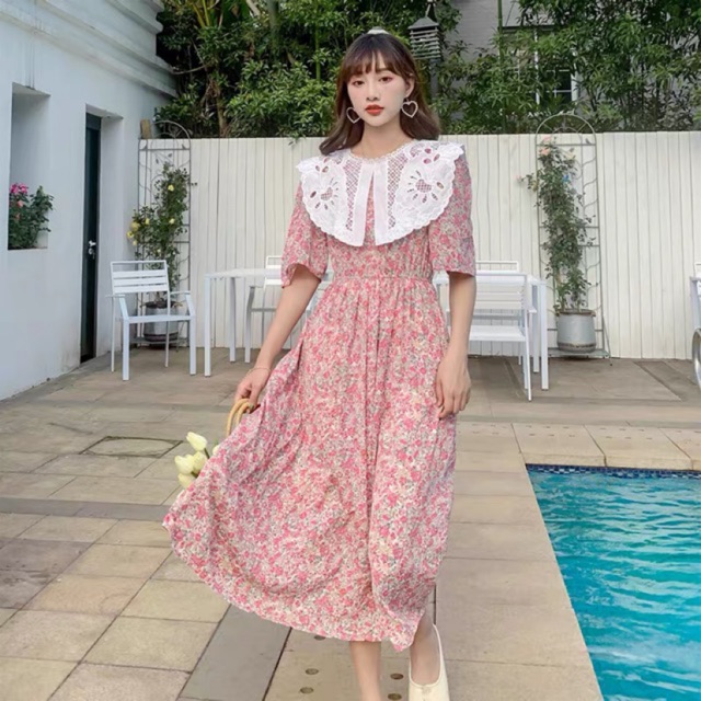 Váy hoa nhí vintage cổ lá sen Ulzzang style🌸 VFF8932 Hàng Quảng Châu