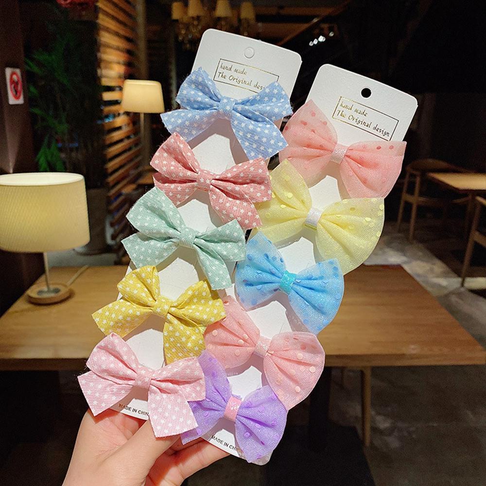 Set 5 Kẹp Tóc Họa Tiết Caro Dễ Thương Cho Bé Gái