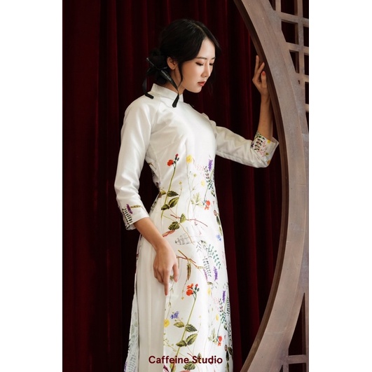Áo dài cách tân chất liệu Tafta dành cho nữ Caffeine Studio - Áo dài Vườn Xuân
