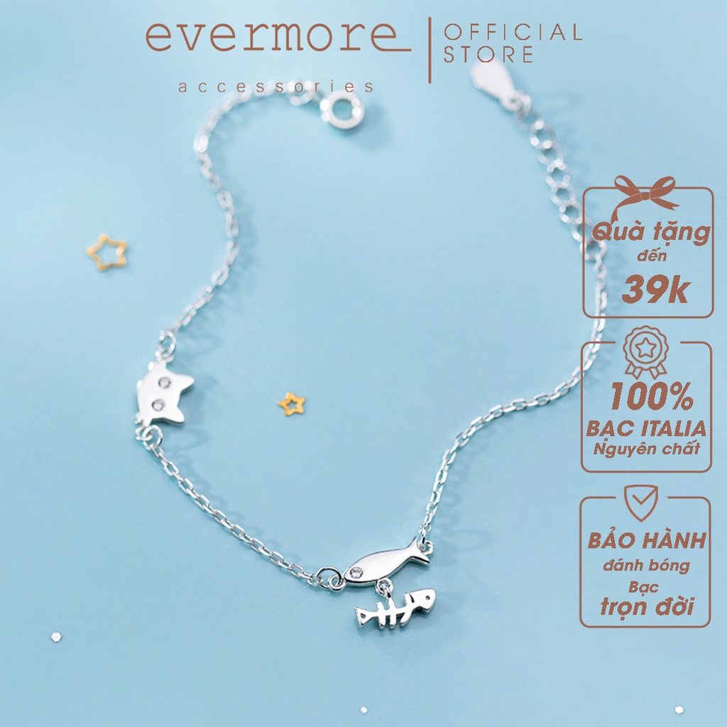 Vòng tay bạc EVERMORE, lắc bạc Ý 925 mèo xương cá minimalism, thanh lịch - L009