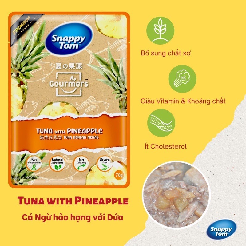 pate cho mèo vị trái cây Snappy Tom bịch 70 gr đủ vị