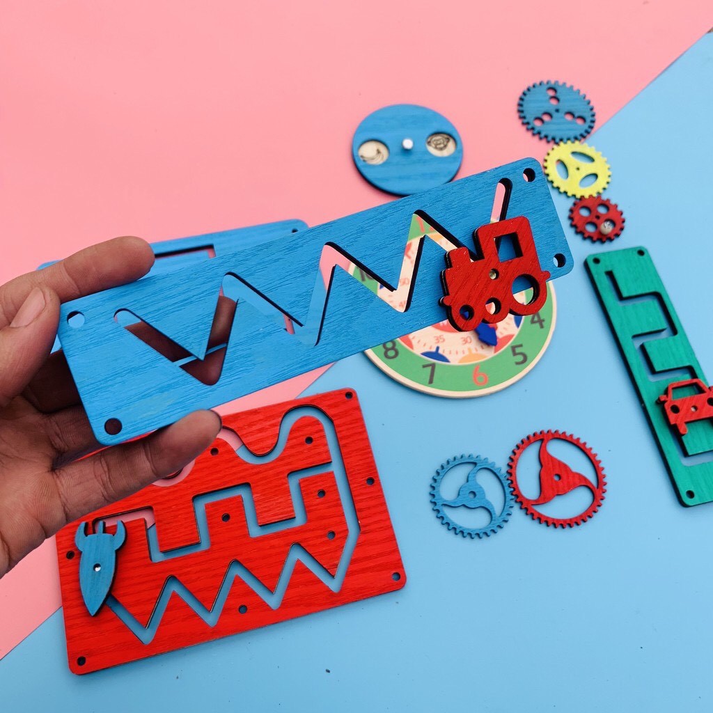 Nguyên Liệu Phụ Kiện Bằng Gỗ Làm Đồ Chơi Bảng Bận Rộn BusyBoard Cho Con Tại Nhà An Toàn