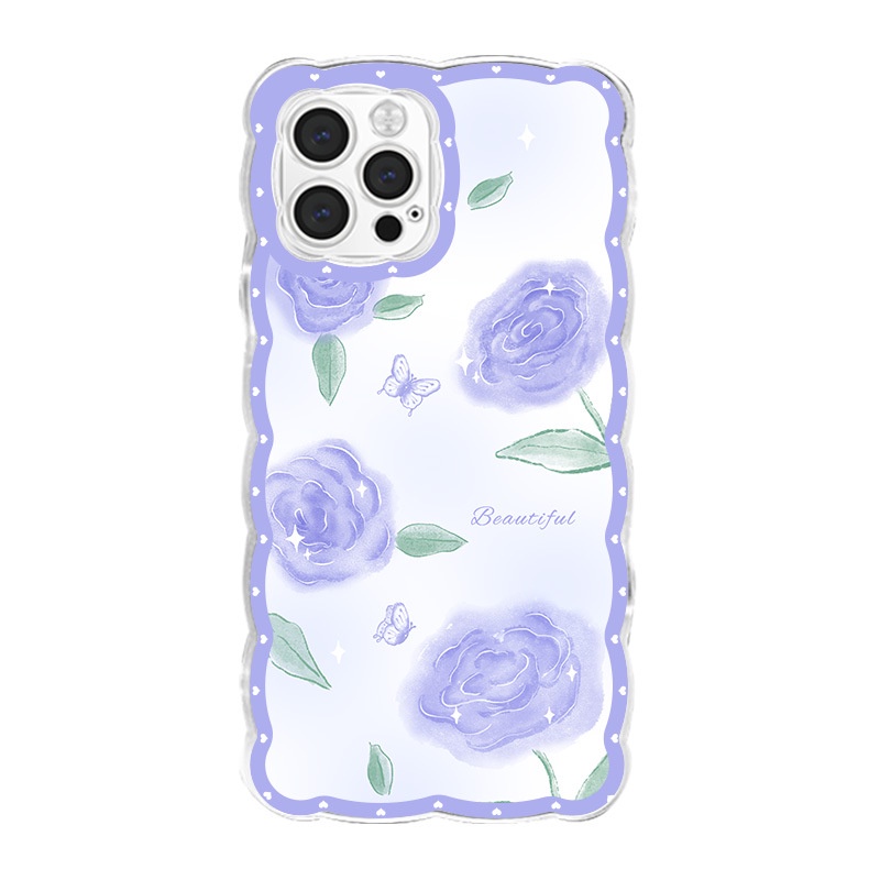 Ốp lưng iphone Ốp Điện Thoại Họa Tiết Hoa Hồng Và Sóng Biển Cho iphone13Promax 12 14pro / xr / 6Plus-14 Dinuo case