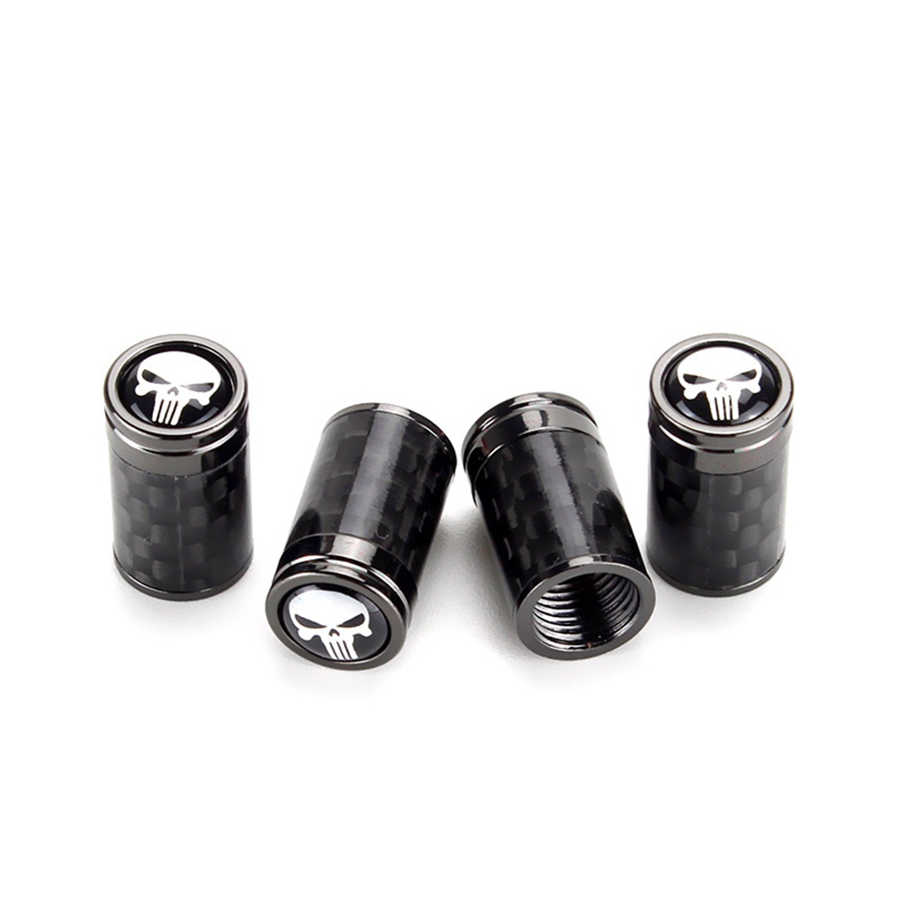 Nắp Van Bánh Xe Hơi Hình Đầu Lâu Bằng Sợi Carbon Màu Đen Chống Bụi