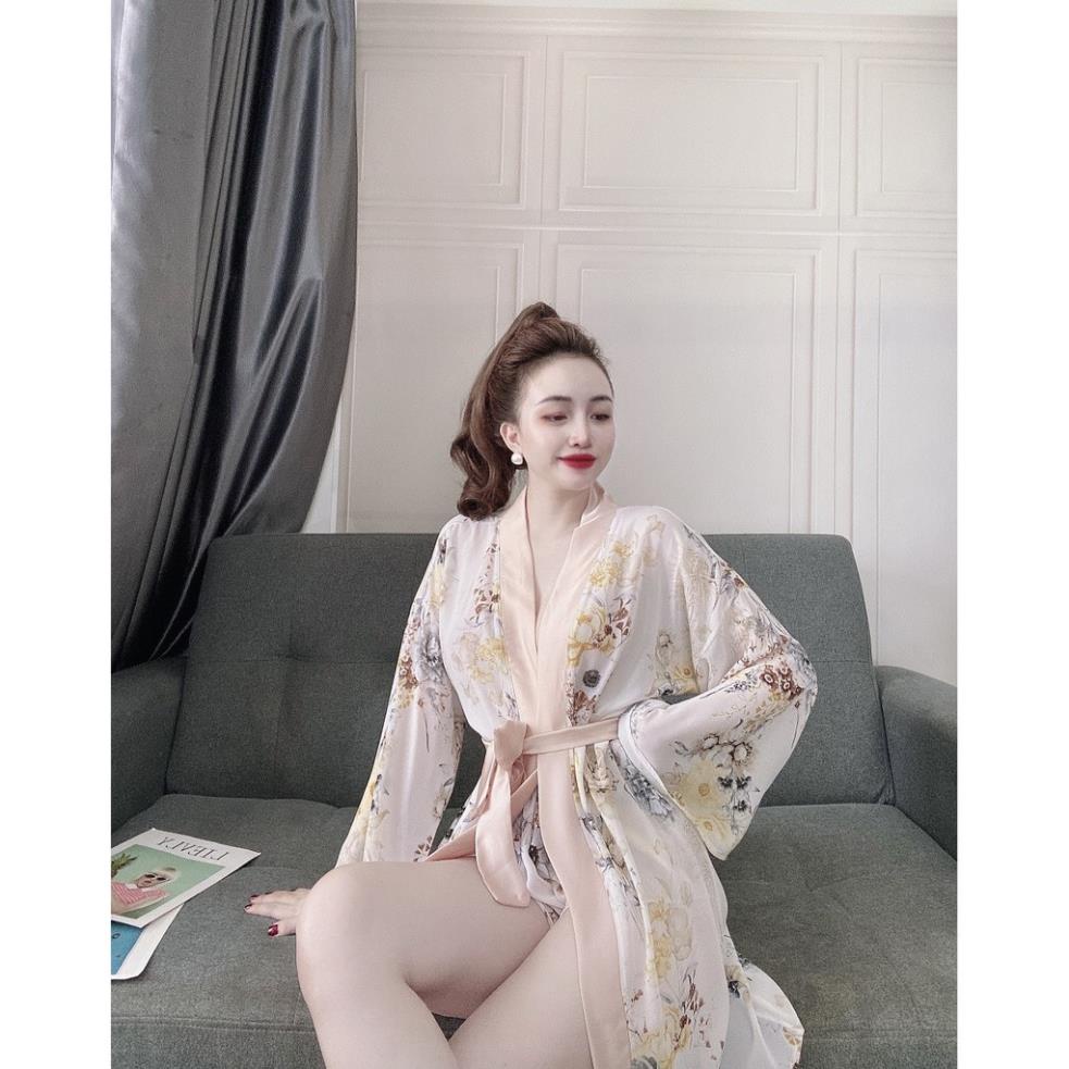Áo Choàng Ngủ Voan Xuyên Thấu, Áo Choàng Ngủ Kimono Kèm Quần Gợi Cảm Quyến Rủ Cho Nữ. | BigBuy360 - bigbuy360.vn