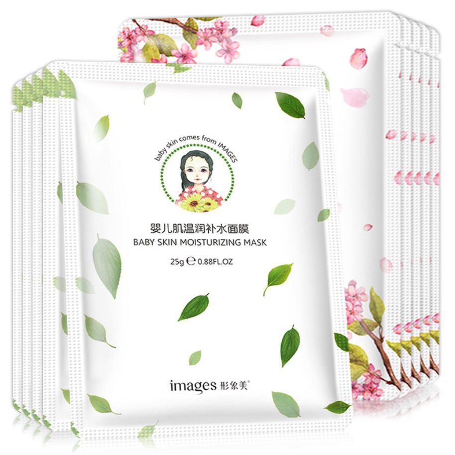 Mặt nạ hoa anh đào dưỡng trắng ẩm mịn da Images Baby Skin Moisturizing Foliage Mask 25g