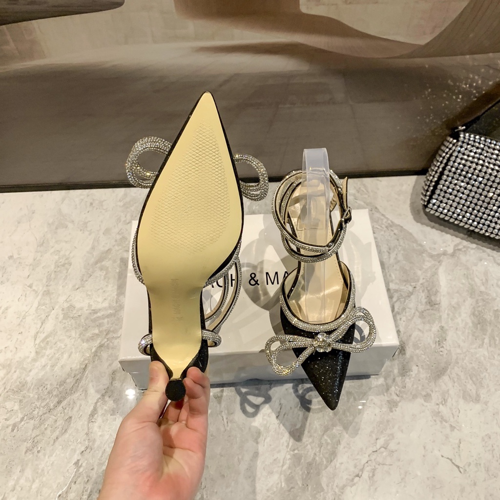 Giày cao gót 8cm mũi nhọn đính đá thời trang quyến rũ cho nữ