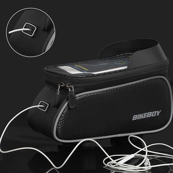 Túi Đựng Đồ Đựng Điện Thoại Cảm Ứng Treo Sườn Xe Đạp Thể Thao Màu Đen, Túi Treo Ghi Đông Xe Đạp Chống Nước Cao Cấp CB001