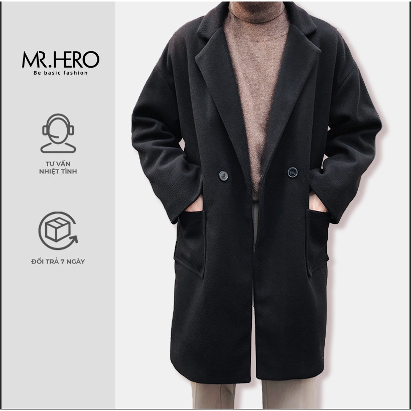 Áo khoác dạ dáng dài nam form rộng 2 lớp phong cách Hàn Quốc - AKD02 12 M thumbnail