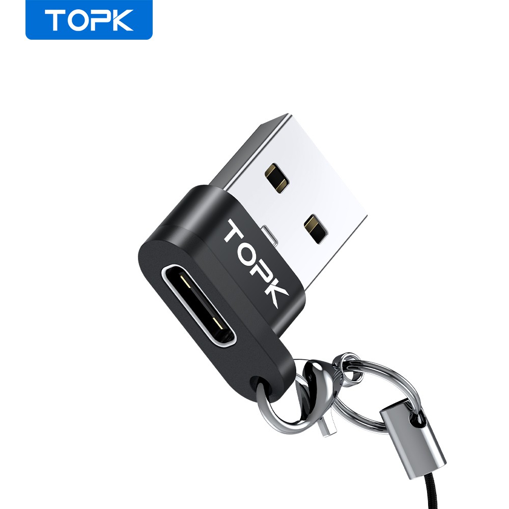 Đầu Chuyển Đổi OTG TOPK AT12 USB Type C Sang Cổng USB 2.0 Có Dây Buộc Tiện Dụng - Chỉnh Hãng - Bảo Hành 3 Tháng