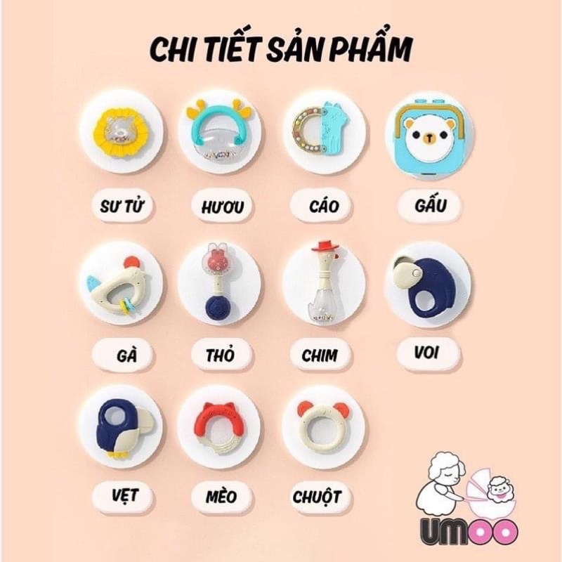 Hộp xúc xắc đèn nhạc Umoo, bộ đồ chơi kích thích khả năng sáng tạo và tư duy của bé | Đồ chơi xúc xắc cho bé