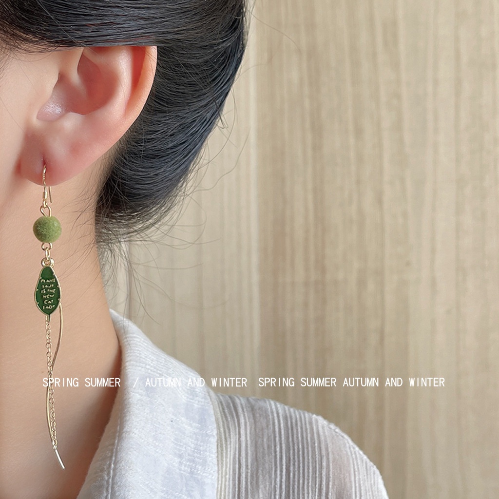 Khuyên tai Pinkdudu PD811 hợp kim dáng dài hình chú chim xanh đơn giản thời trang cho nữ