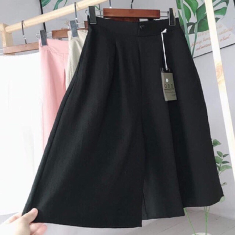 Quần ống rộng vải đũi khoá thật chun sau