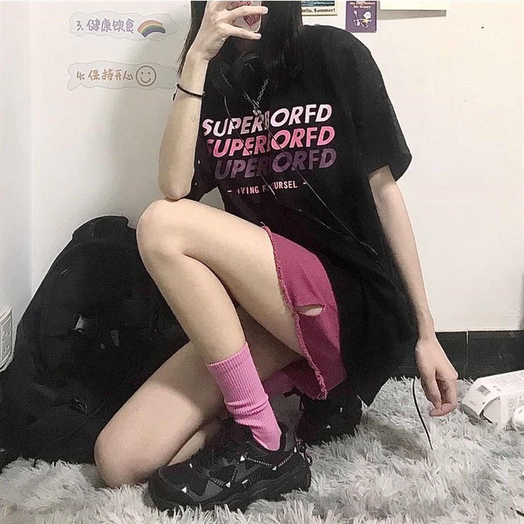 Áo Thun Tay Ngắn Cổ Tròn Dáng Rộng In Họa Tiết Thời Trang Mùa Hè Hàn Quốc Cho Nữ