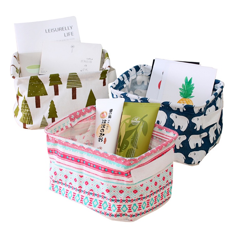 Comely Giỏ Đựng Đồ Bằng Vải cotton Lanh Tươi Mới Có Tay Cầm Để Bàn Kích Thước Nhỏ Cho Tủ Quần Áo