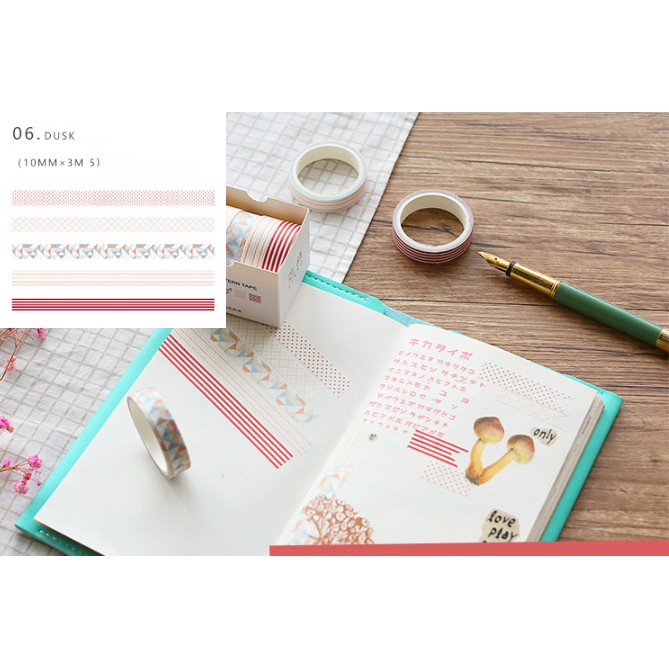 Washi tape set 5 cuộn SA05 trang trí scrapbook, sổ tay planner,...