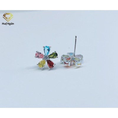 Bông tai bạc 925 Huệ Ngân -  sắc màu cuộc sống E16052