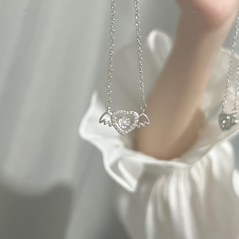 Vòng cổ Mặt Trái Tim Và Đôi Cánh Thiên Thần Đính Đá Pha Lê Dành Cho Nữ