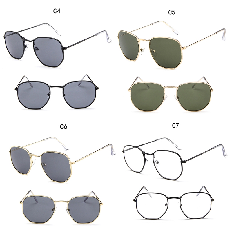 Kính mát gọng kim loại vuông tráng gương cho nam và nữ