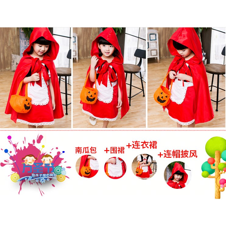 Trang phục hóa trang cô bé quàng khăn đỏ nhân dịp halloween cho bé gái