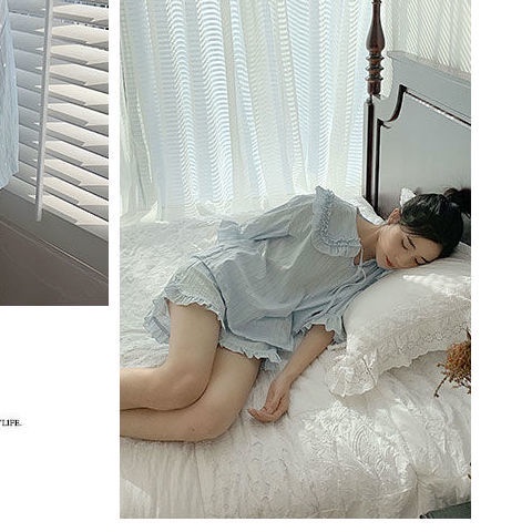 Bộ Đồ Ngủ Ngắn Tay Vải cotton Phong Cách Hàn Quốc Cho Nữ
