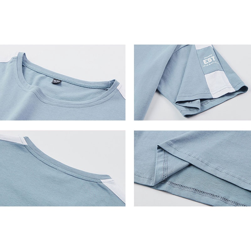 Áo Thun Cotton Tay Ngắn Cổ Tròn Dáng Rộng Trẻ Trung Phong Cách Hàn Quốc Cho Nam