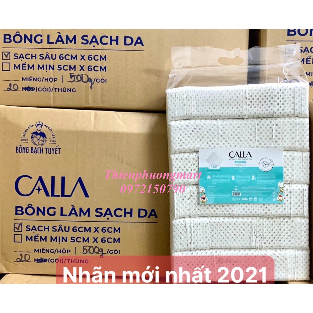 Combo 10kg bông tẩy trang Hạt Massage CALLA - Bông gòn chính hãng Bông Bạch Tuyết 10 gói ( loại 1kg )