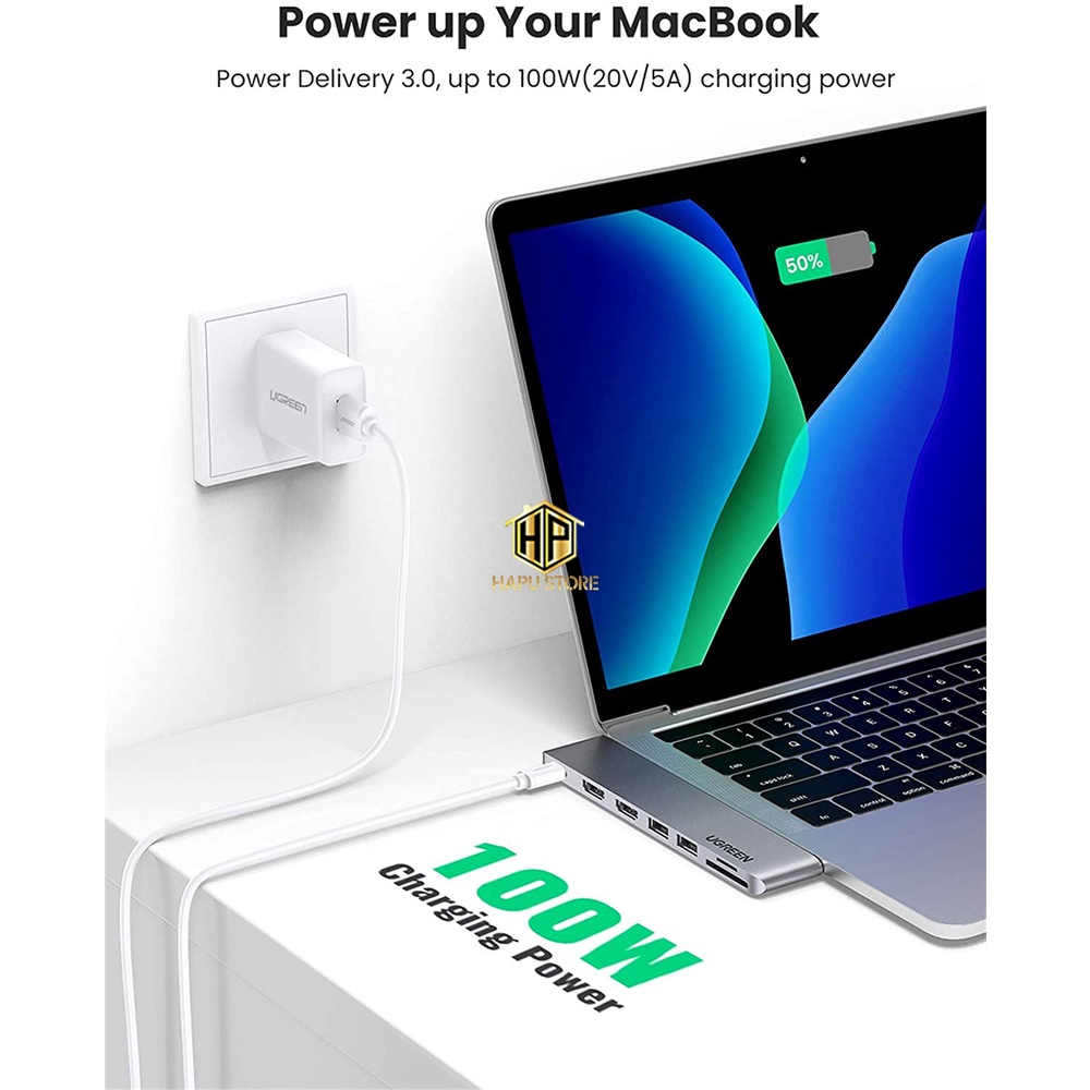 Hub USB-C đa năng 7 in 2 Ugreen 80548 dùng cho Macbook cao cấp - Hapustore