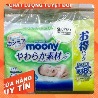 Combo 10 gói khăn ướt Moony nội địa Nhật gói 80 tờ